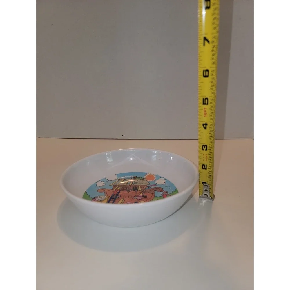 Vtg 90s Noah's Ark Children Cereal Bowl Zak Melamine Ware  Fork Beginner Bible